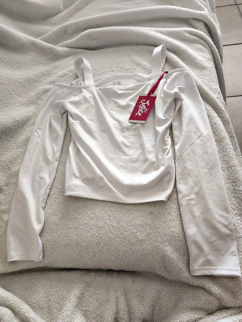 Juicy Couture White Long Sleeve Top Size Large NWT